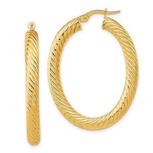 Leslie's Real 14K Gold Polished Twisted Oval Hoop Earrings